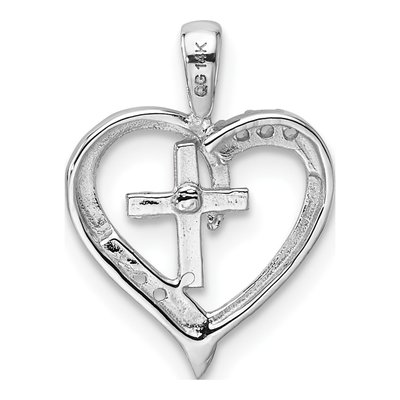 14K White Gold Heart Cross Pendant Mounting – view 3
