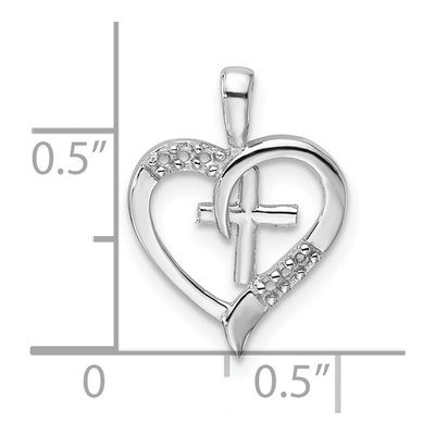 14K White Gold Heart Cross Pendant Mounting – view 4