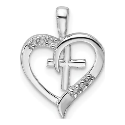 14K White Gold Heart Cross Pendant Mounting