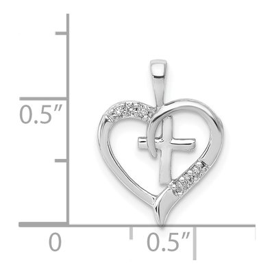 14K White Gold 1/20 ct tw Diamond Heart Cross Pendant – view 5