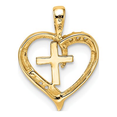 14K Yellow Gold Heart Cross Pendant Mounting – view 4