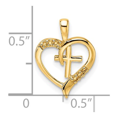 14K Yellow Gold Heart Cross Pendant Mounting – view 5