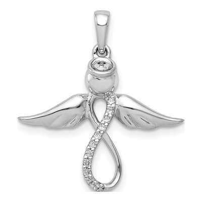 14K White Gold 1/20 ct tw Diamond Infinity Angel Pendant
