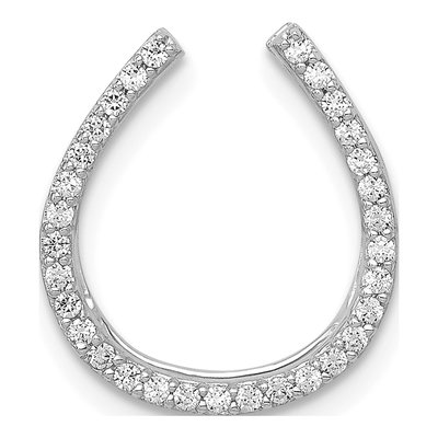14K White Gold 1/6 ct tw Diamond Horseshoe Slide Pendant