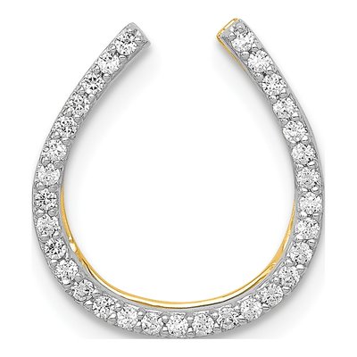 14K Yellow Gold 1/6 ct tw Diamond Horseshoe Slide Pendant