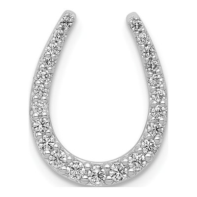 14K White Gold 1/4 ct tw Diamond Horseshoe Slide Pendant