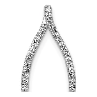 14K White Gold 1/8 ct tw Diamond Wishbone Slide Pendant