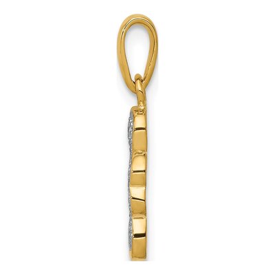 14K Yellow Gold Diamond Four Leaf Clover Pendant – view 3