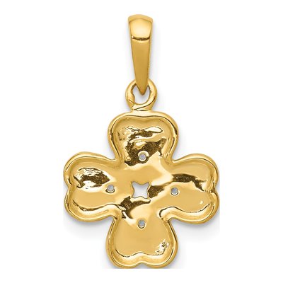 14K Yellow Gold Diamond Four Leaf Clover Pendant – view 4