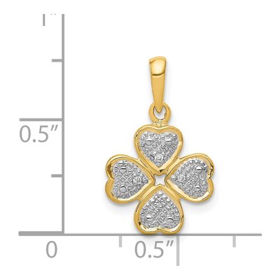14K Yellow Gold Diamond Four Leaf Clover Pendant – view 5