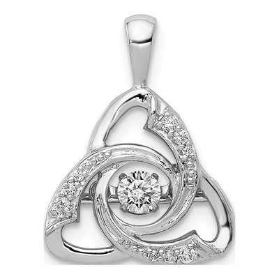 14K White Gold 1/5 ct tw Diamond Vibrant Moving Celtic Pendant