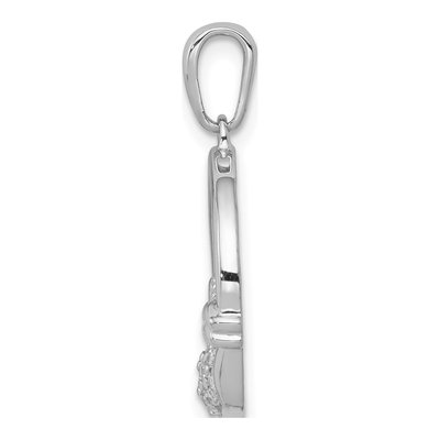 14K White Gold 1/8 ct tw Diamond Claddagh Circle Pendant – view 3
