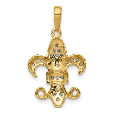 14K Yellow Gold 1/5 ct tw Lab-Grown Diamond Fleur de Lis Pendant – view 3