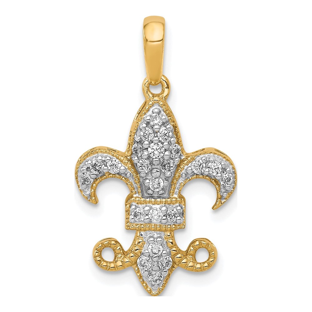 14K 1/5 Carat Lab Grown Diamond Vs/si+ G+ Complete Fleur De Lis Pendant