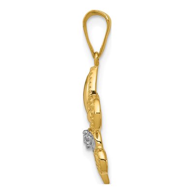 14K Yellow Gold Diamond Fleur de Lis Pendant – view 3