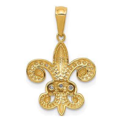 14K Yellow Gold Diamond Fleur de Lis Pendant – view 4