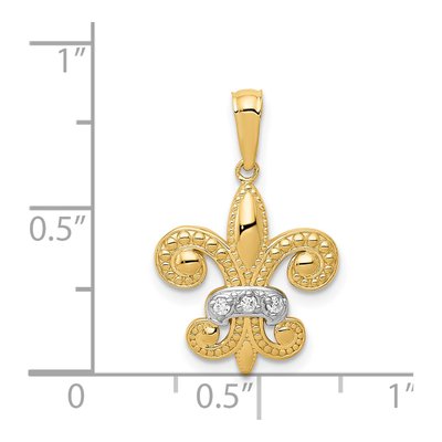 14K Yellow Gold Diamond Fleur de Lis Pendant – view 5