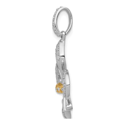 14K Two-Tone Gold 1/5 ct tw Diamond Fleur de Lis Pendant – view 3