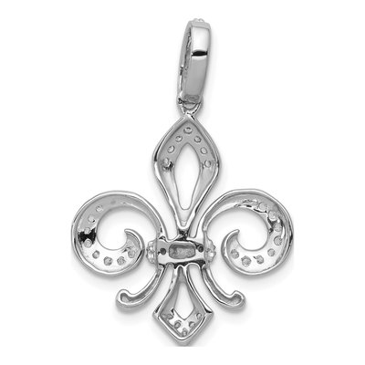 14K Two-Tone Gold 1/5 ct tw Diamond Fleur de Lis Pendant – view 4