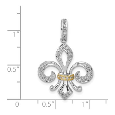 14K Two-Tone Gold 1/5 ct tw Diamond Fleur de Lis Pendant – view 5