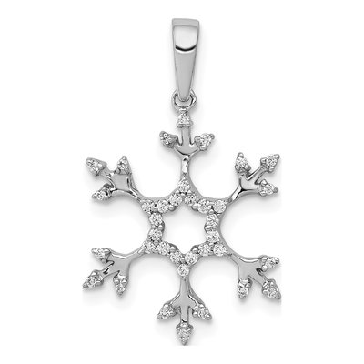 14K White Gold 1/6 ct tw Diamond Snowflake Pendant