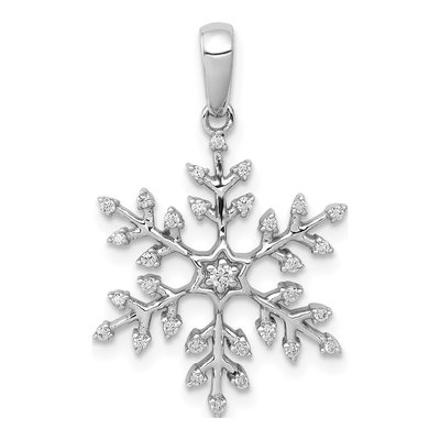 14K White Gold 1/6 ct tw Diamond Snowflake Pendant