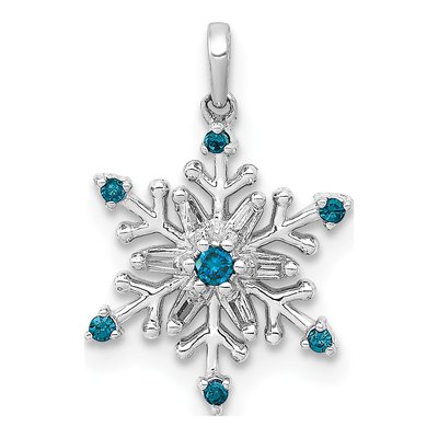 14K White Gold 1/10 ct tw Diamond Snowflake Pendant