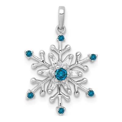 14K White Gold 1/6 ct tw Diamond Snowflake Pendant