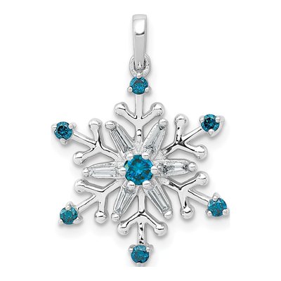 14K White Gold 1/4 ct tw Diamond Snowflake Pendant