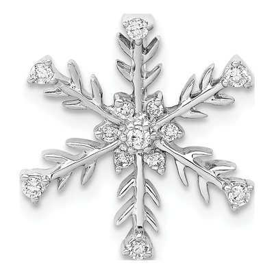 14K White Gold 1/6 ct tw Diamond Snowflake Slide Pendant
