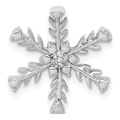 14K White Gold Diamond Snowflake Slide Pendant