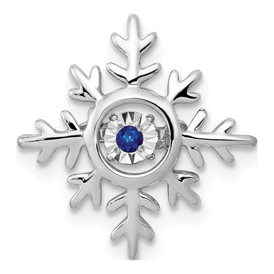 14K White Gold Sapphire Snowflake Slide Pendant