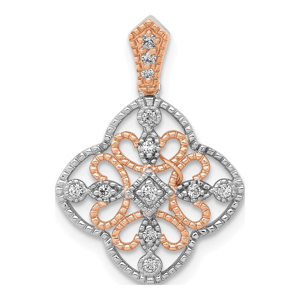 14K White Gold 1/10 ct tw Diamond Vintage Pendant