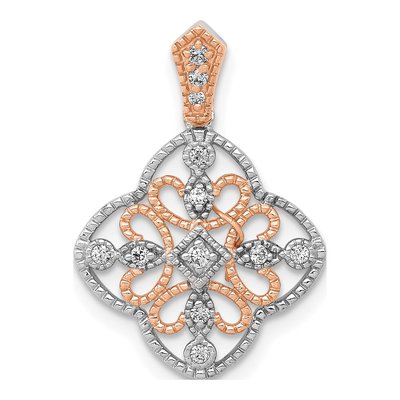 14K White Gold 1/10 ct tw Diamond Vintage Pendant