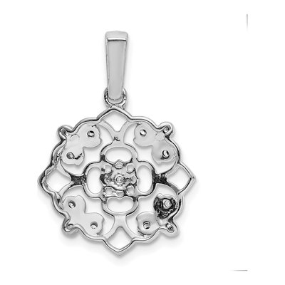 14K White Gold 1/15 ct tw Diamond Vintage Filigree Pendant – view 4