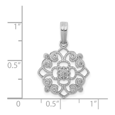 14K White Gold 1/15 ct tw Diamond Vintage Filigree Pendant – view 5