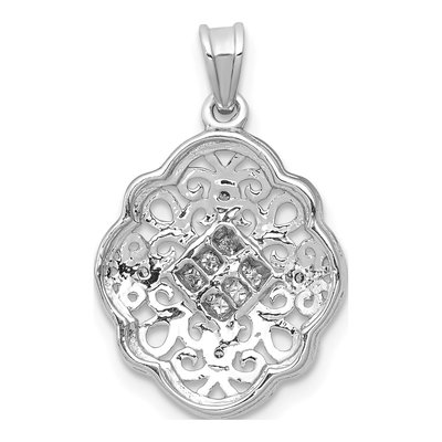 14K White Gold 1/8 ct tw Diamond Vintage Pendant – view 3