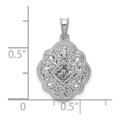 14K White Gold 1/8 ct tw Diamond Vintage Pendant – view 4