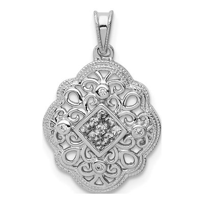 14K White Gold 1/8 ct tw Diamond Vintage Pendant