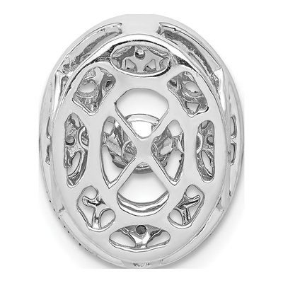 14K White Gold 1/4 ct tw Diamond Oval Filigree Slide Pendant – view 3