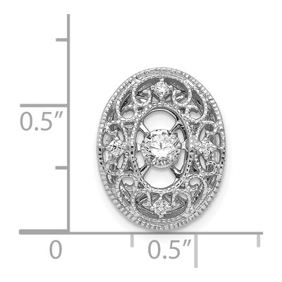 14K White Gold 1/4 ct tw Diamond Oval Filigree Slide Pendant – view 4