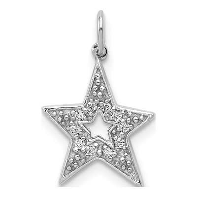 14K White Gold 1/20 ct tw Diamond Star Charm