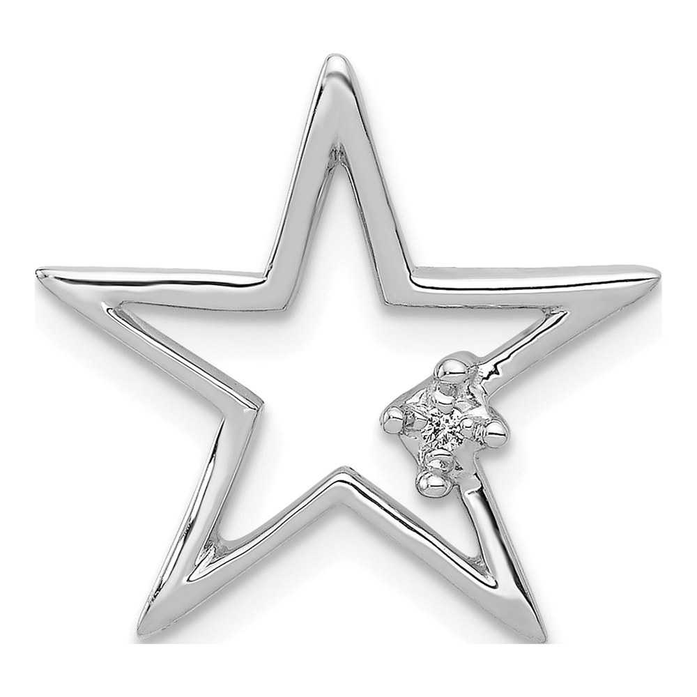 14K White Gold Diamond Star Slide Pendant
