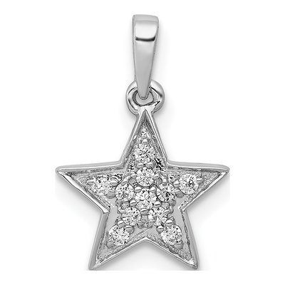 14K White Gold 1/10 ct tw Diamond Star Pendant