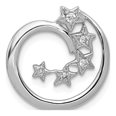 14K White Gold 1/15 ct tw Diamond Stars Slide Pendant