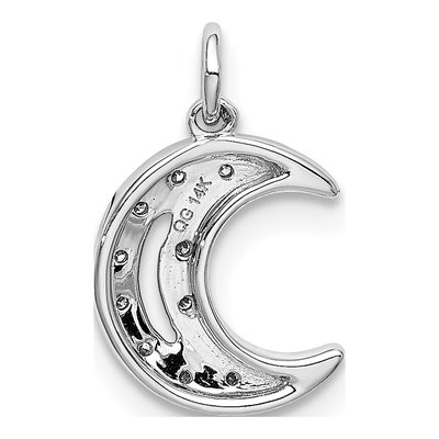 14K White Gold 1/20 ct tw Diamond Moon Pendant – view 4
