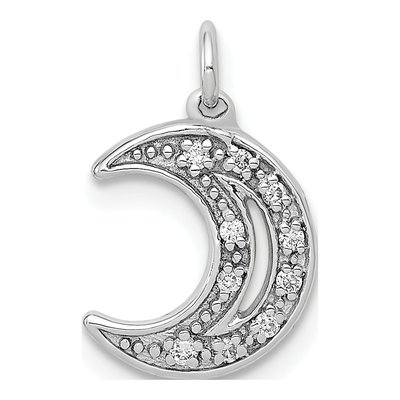 14K White Gold 1/20 ct tw Diamond Moon Pendant