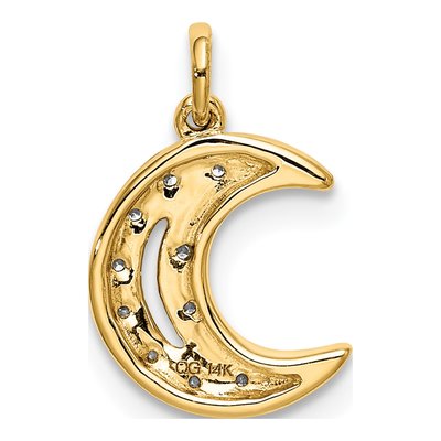 14K Yellow Gold 1/20 ct tw Diamond Moon Pendant – view 4