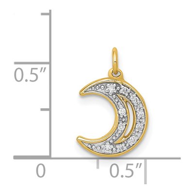 14K Yellow Gold 1/20 ct tw Diamond Moon Pendant – view 5