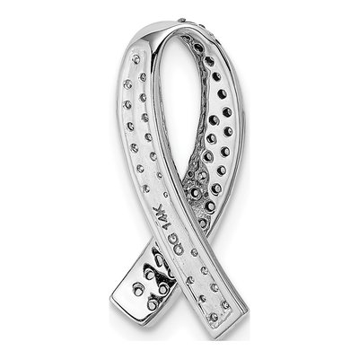 14K White Gold 1/8 ct tw Diamond Awareness Ribbon Slide Pendant – view 4